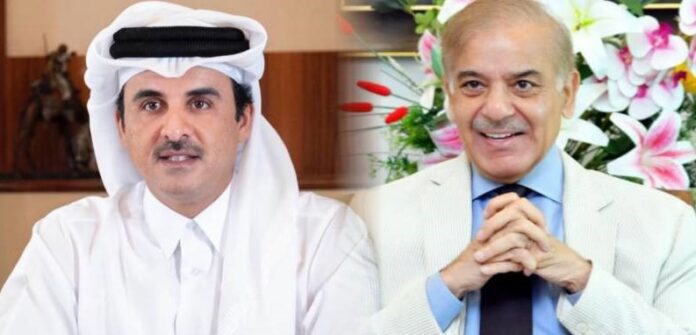 Prime-Minister-Muhammad-Shahbaz-Sharif-Emir-of-Qatar-Sheikh-Tamim-bin-Hamad-Al-Thani-696x335